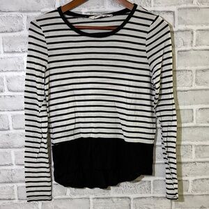 Urban kids size large Chic Striped Long Sleeve Top, light weight black and white